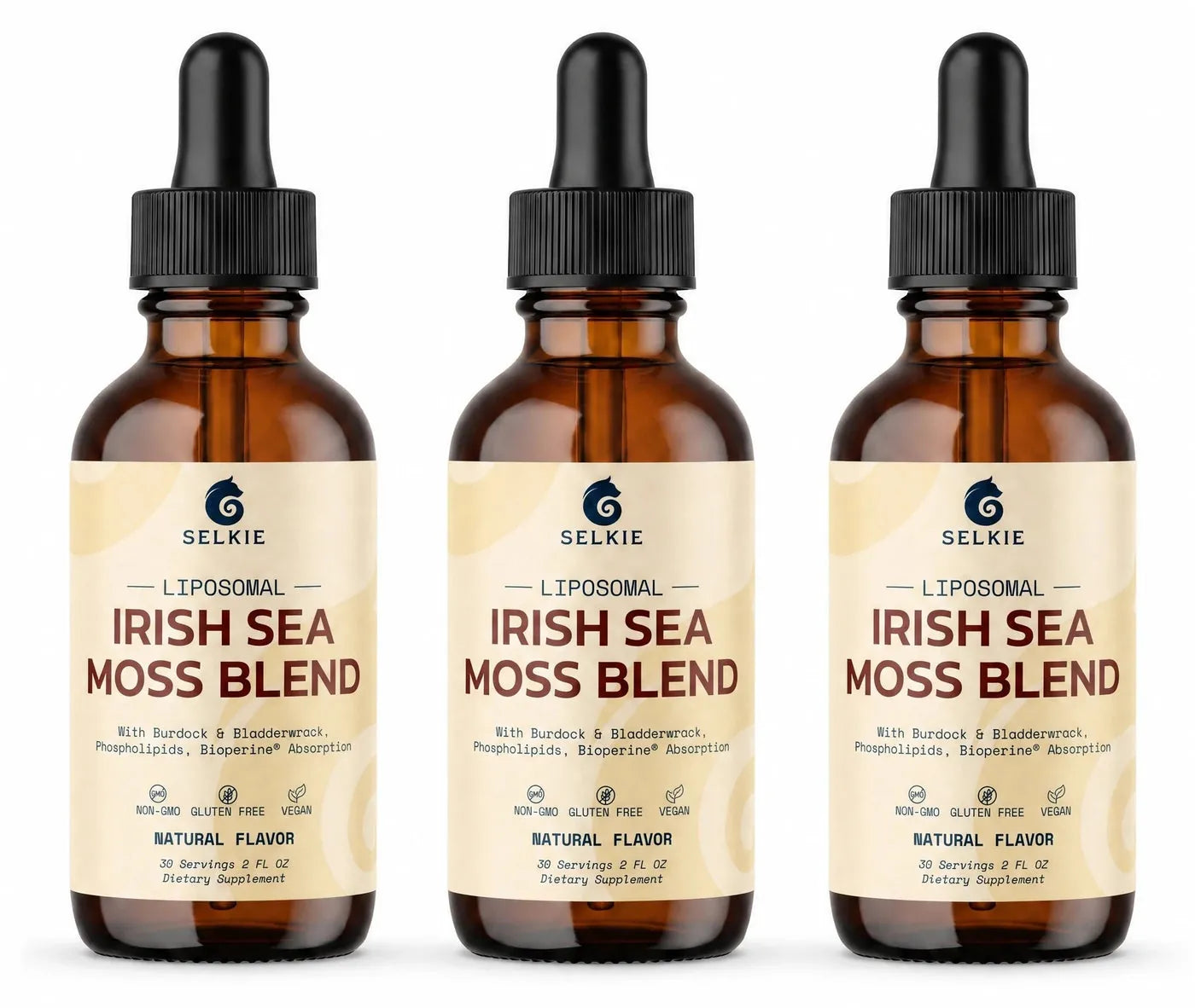 Three Selkie bottles side by side